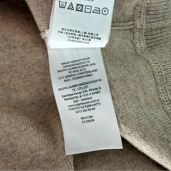 POLO Ralph Lauren Crewneck Cotton Sweater Beige Mens Size 3LT - Picture 10 of 10